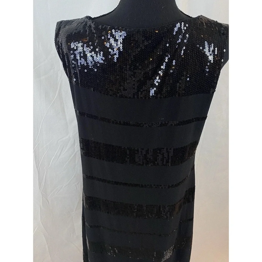White House Black Market‎ Women's Size Small Black Sequin Striped  Sheath Dress